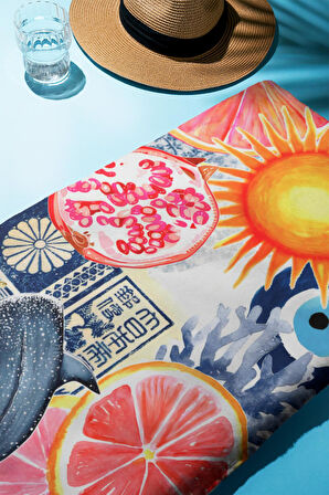 Dijital Baskı Plaj Deniz Havlusu Modern Desenli Peştamal HVL0096