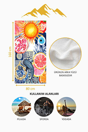 Dijital Baskı Plaj Deniz Havlusu Modern Desenli Peştamal HVL0096