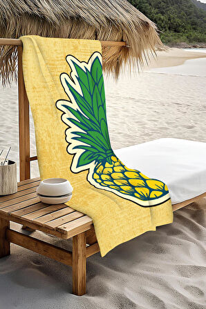 Dijital Baskı Plaj Deniz Havlusu Ananas Desenli Peştamal HVL0097