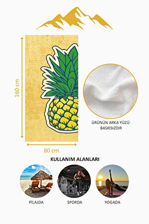 Dijital Baskı Plaj Deniz Havlusu Ananas Desenli Peştamal HVL0097