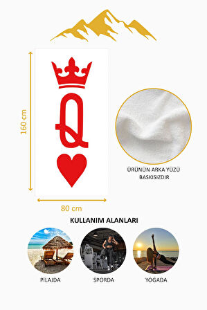 Dijital Baskı Plaj Deniz Havlusu Queen Desenli Peştamal HVL0099