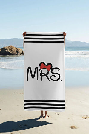 Dijital Baskı Plaj Deniz Havlusu Mrs Mickey Desenli Peştamal HVL0101