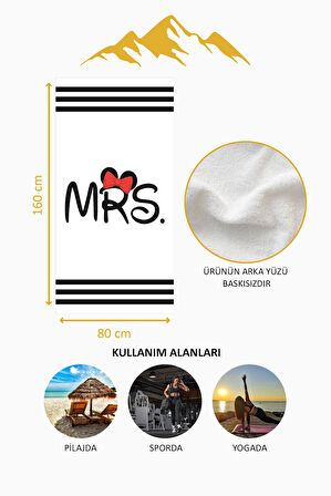 Dijital Baskı Plaj Deniz Havlusu Mrs Mickey Desenli Peştamal HVL0101