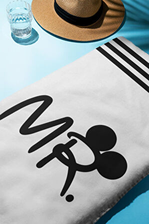 Dijital Baskı Plaj Deniz Havlusu Mr Mickey Desenli Peştamal HVL0102