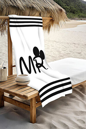 Dijital Baskı Plaj Deniz Havlusu Mr Mickey Desenli Peştamal HVL0102