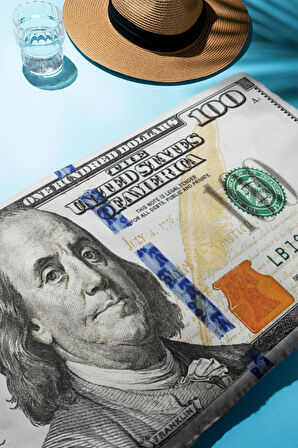 Dijital Baskı Plaj Deniz Havlusu Dolar Desenli Peştamal HVL0103