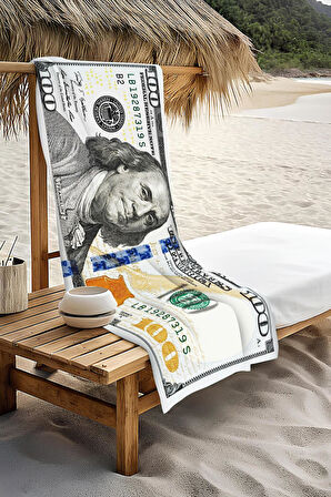 Dijital Baskı Plaj Deniz Havlusu Dolar Desenli Peştamal HVL0103