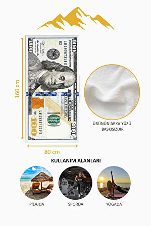 Dijital Baskı Plaj Deniz Havlusu Dolar Desenli Peştamal HVL0103