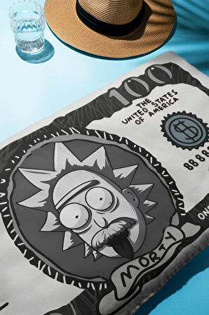 Dijital Baskı Plaj Deniz Havlusu Rick Figürlü Dolar Peştamal HVL0104