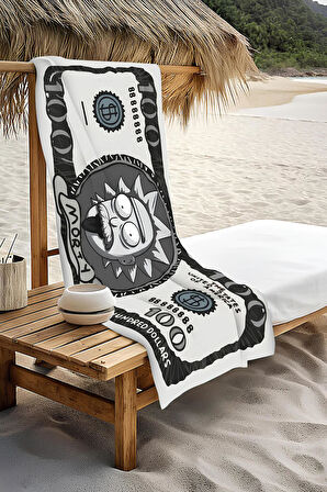 Dijital Baskı Plaj Deniz Havlusu Rick Figürlü Dolar Peştamal HVL0104