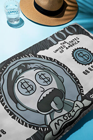 Dijital Baskı Plaj Deniz Havlusu Morty Figürlü Dolar Peştamal HVL0105