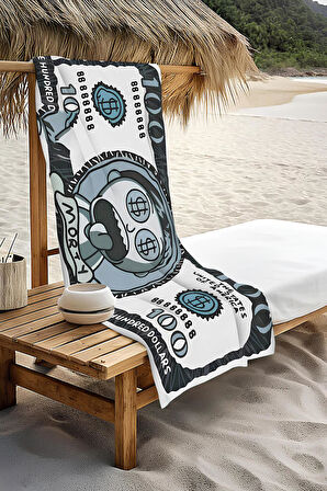 Dijital Baskı Plaj Deniz Havlusu Morty Figürlü Dolar Peştamal HVL0105