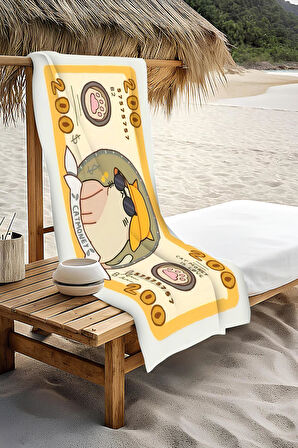 Dijital Baskı Plaj Deniz Havlusu Kedi Figürlü Dolar Peştamal HVL0106