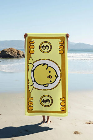 Dijital Baskı Plaj Deniz Havlusu Civciv Figürlü Dolar Peştamal HVL0107