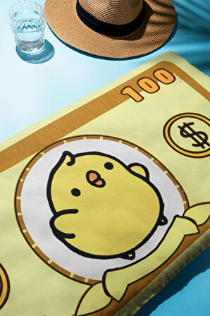 Dijital Baskı Plaj Deniz Havlusu Civciv Figürlü Dolar Peştamal HVL0107