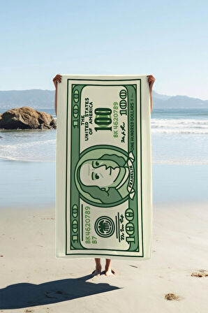 Dijital Baskı Plaj Deniz Havlusu Dolar Desenli Peştamal HVL0108