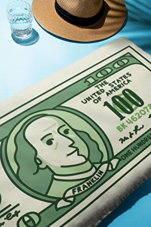 Dijital Baskı Plaj Deniz Havlusu Dolar Desenli Peştamal HVL0108