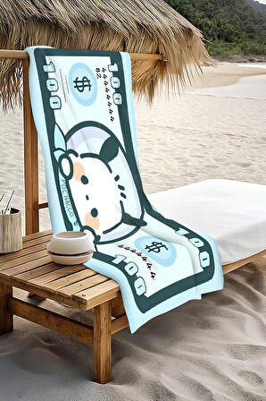 Dijital Baskı Plaj Deniz Havlusu Tavşan Figürlü Dolar Peştamal HVL0109