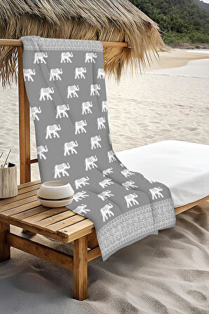 Dijital Baskı Plaj Deniz Havlusu Fil Desenli Peştamal HVL0111