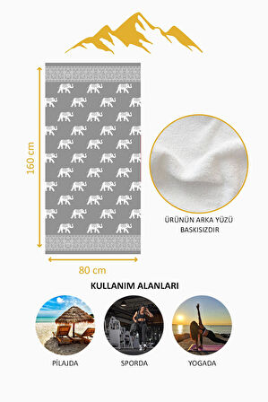 Dijital Baskı Plaj Deniz Havlusu Fil Desenli Peştamal HVL0111
