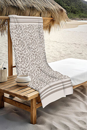 Dijital Baskı Plaj Deniz Havlusu Leoparlı Desen Peştamal HVL0112