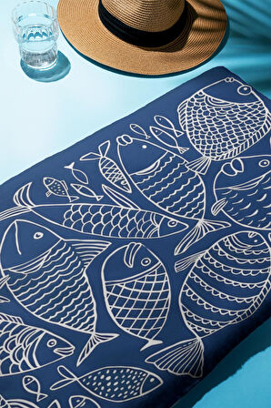 Dijital Baskı Plaj Deniz Havlusu Balık Desenli Peştamal HVL0116