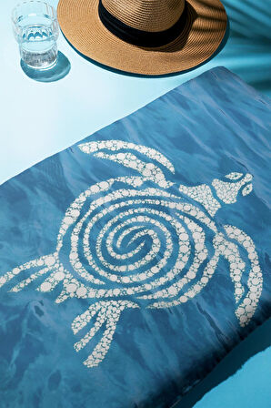 Dijital Baskı Plaj Deniz Havlusu Kaplumbağa Desenli Peştamal HVL0121