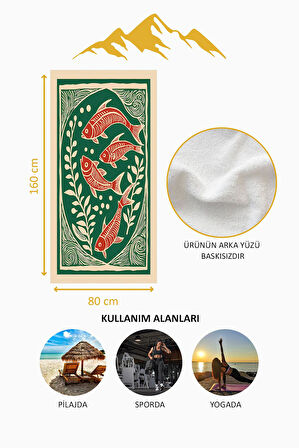 Dijital Baskı Plaj Deniz Havlusu Balık Desenli Peştamal HVL0126