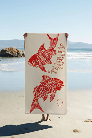 Dijital Baskı Plaj Deniz Havlusu Balık Desenli Peştamal HVL0127