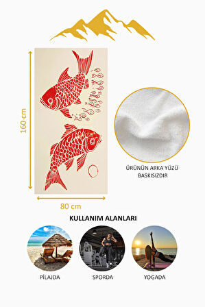 Dijital Baskı Plaj Deniz Havlusu Balık Desenli Peştamal HVL0127