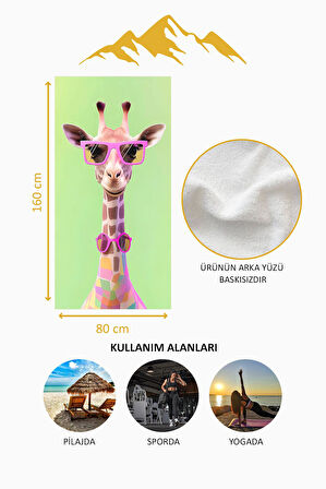 Dijital Baskı Plaj Deniz Havlusu Zürafa Desenli Peştamal HVL0133