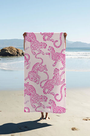 Dijital Baskı Plaj Deniz Havlusu Leopar Desenli Peştamal HVL0135