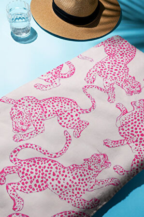 Dijital Baskı Plaj Deniz Havlusu Leopar Desenli Peştamal HVL0135