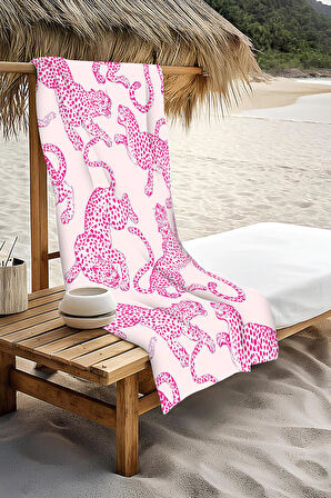 Dijital Baskı Plaj Deniz Havlusu Leopar Desenli Peştamal HVL0135