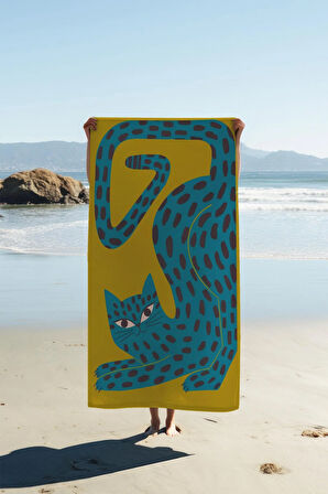 Dijital Baskı Plaj Deniz Havlusu Leopar Desenli Peştamal HVL0136