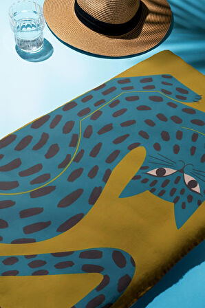 Dijital Baskı Plaj Deniz Havlusu Leopar Desenli Peştamal HVL0136