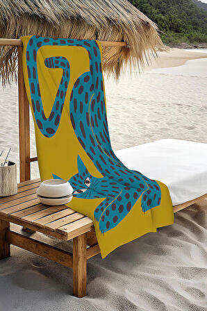 Dijital Baskı Plaj Deniz Havlusu Leopar Desenli Peştamal HVL0136