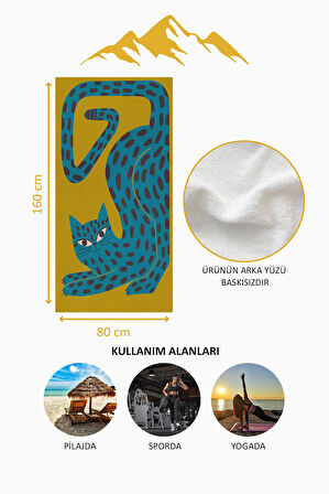 Dijital Baskı Plaj Deniz Havlusu Leopar Desenli Peştamal HVL0136