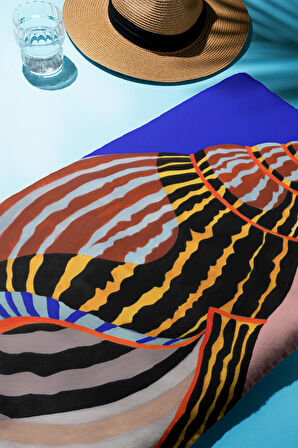 Dijital Baskı Plaj Deniz Havlusu Deniz Kabuğu Desenli Peştamal HVL0137