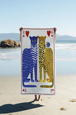 Dijital Baskı Plaj Deniz Havlusu Leopar Desenli Peştamal HVL0140