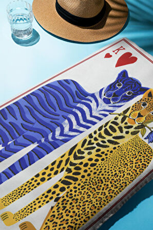 Dijital Baskı Plaj Deniz Havlusu Leopar Desenli Peştamal HVL0140