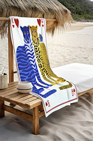 Dijital Baskı Plaj Deniz Havlusu Leopar Desenli Peştamal HVL0140