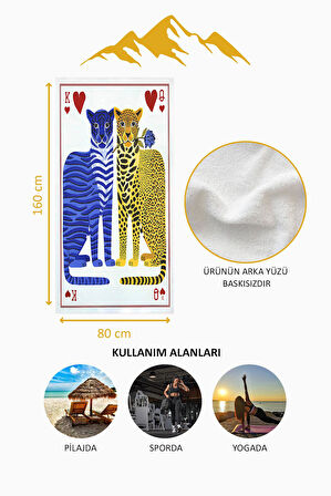 Dijital Baskı Plaj Deniz Havlusu Leopar Desenli Peştamal HVL0140