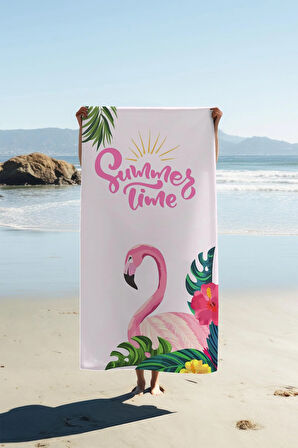 Dijital Baskı Plaj Deniz Havlusu Flamingo Desenli Peştamal HVL0141