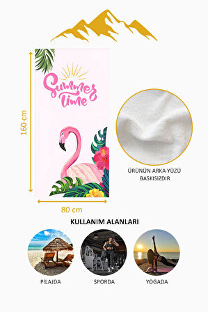 Dijital Baskı Plaj Deniz Havlusu Flamingo Desenli Peştamal HVL0141