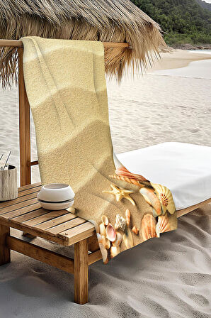 Dijital Baskı Plaj Deniz Havlusu Kumsal Desenli Peştamal HVL0031