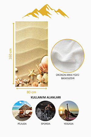 Dijital Baskı Plaj Deniz Havlusu Kumsal Desenli Peştamal HVL0031