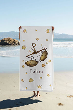 Dijital Baskı Plaj Deniz Havlusu Terazi Burcu Desenli Peştamal HVL0037