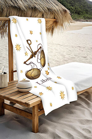 Dijital Baskı Plaj Deniz Havlusu Terazi Burcu Desenli Peştamal HVL0037