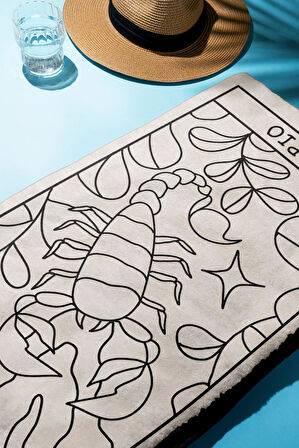 Dijital Baskı Plaj Deniz Havlusu Akrep Burcu Desenli Peştamal HVL0042